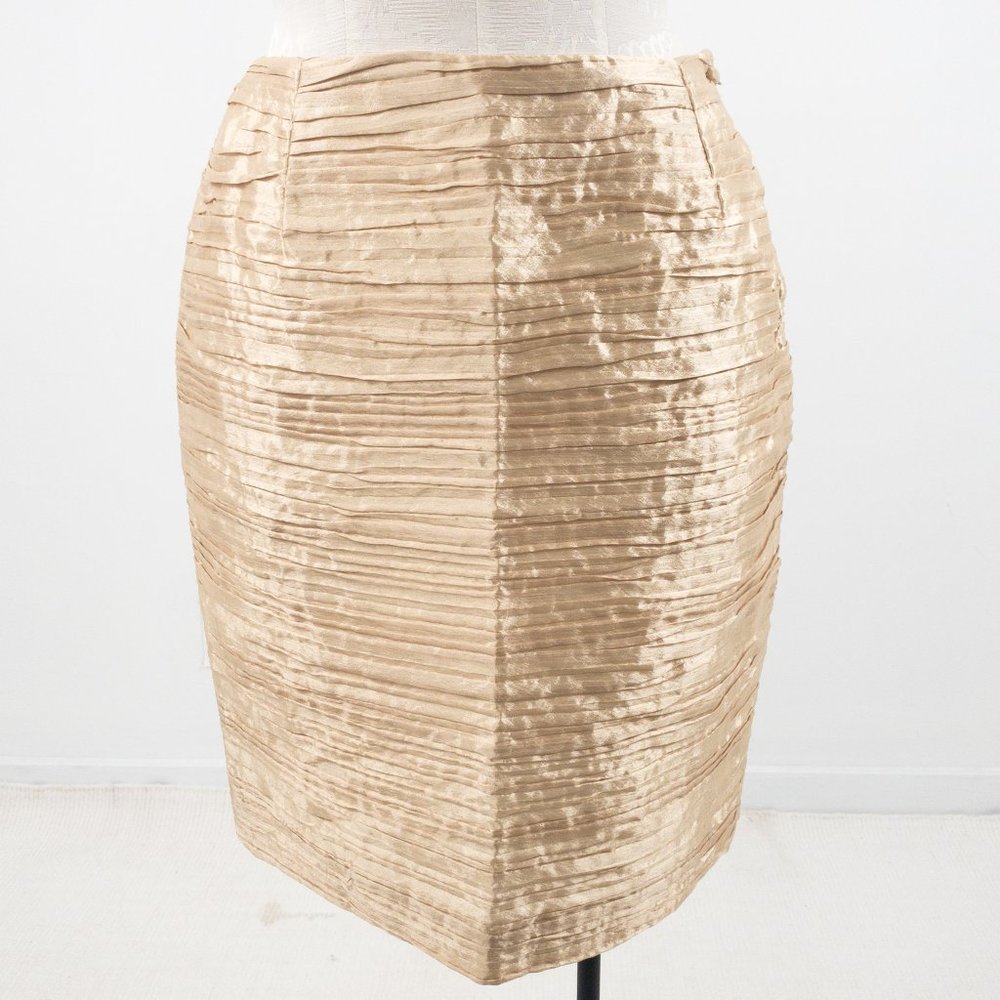 Vintage 80s 8 Formal Skirt Suit Dress Set Gold - Picture 3 of 15